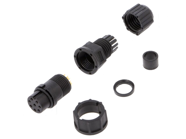Connector: rond; stekker; maat B; vrouwelijk; PIN: 8; bajonet; 5A Connector: rond; stekker; maat B; vrouwelijk; PIN: 8; bajonet; 5A